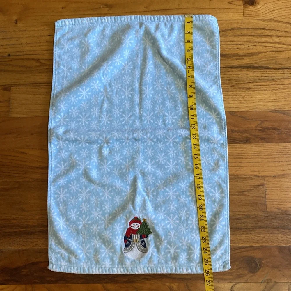 Jingles & Joy Embroidered Snowman Light Blue Hand Towels Set of 2